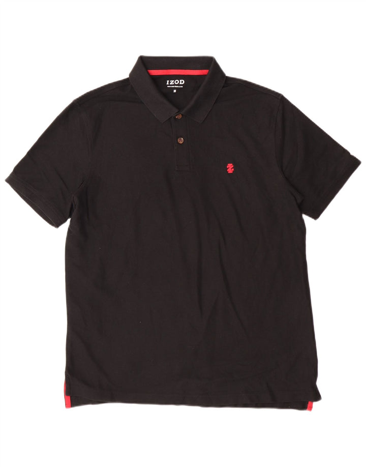 Izod Mens Polo Shirt Medium Black Cotton