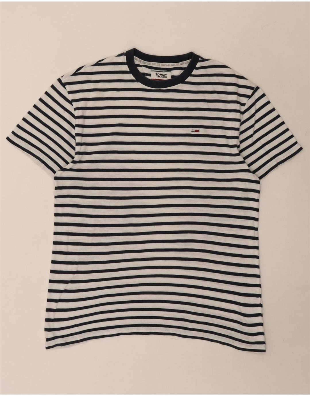 Tommy Hilfiger Mens T-Shirt Top Medium White Striped