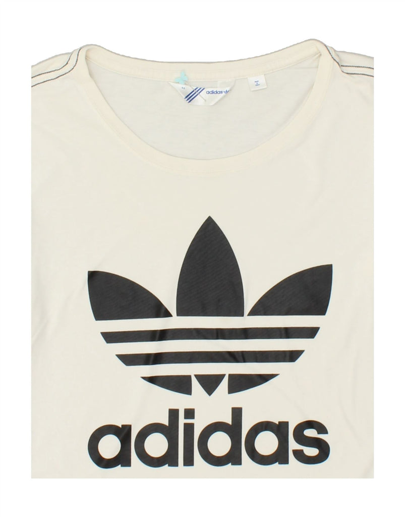 ADIDAS Womens Graphic T-Shirt Top IT 42 Medium Off White | Vintage Adidas | Thrift | Second-Hand Adidas | Used Clothing | Messina Hembry 