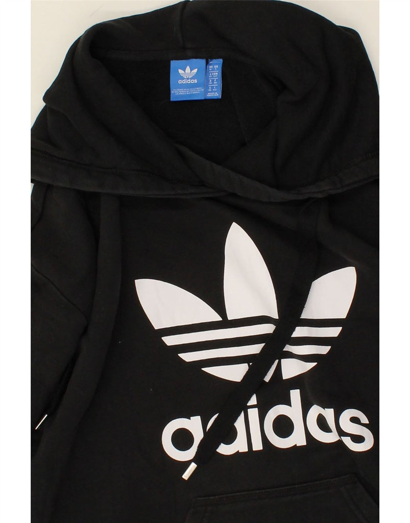 ADIDAS Womens Graphic Hoodie Jumper UK 10 Small  Black Cotton Vintage Adidas and Second-Hand Adidas from Messina Hembry 