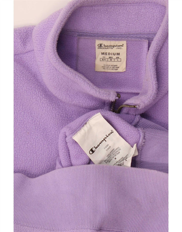 Champion Mens Zip Neck Fleece Jumper Medium Purple Polyester