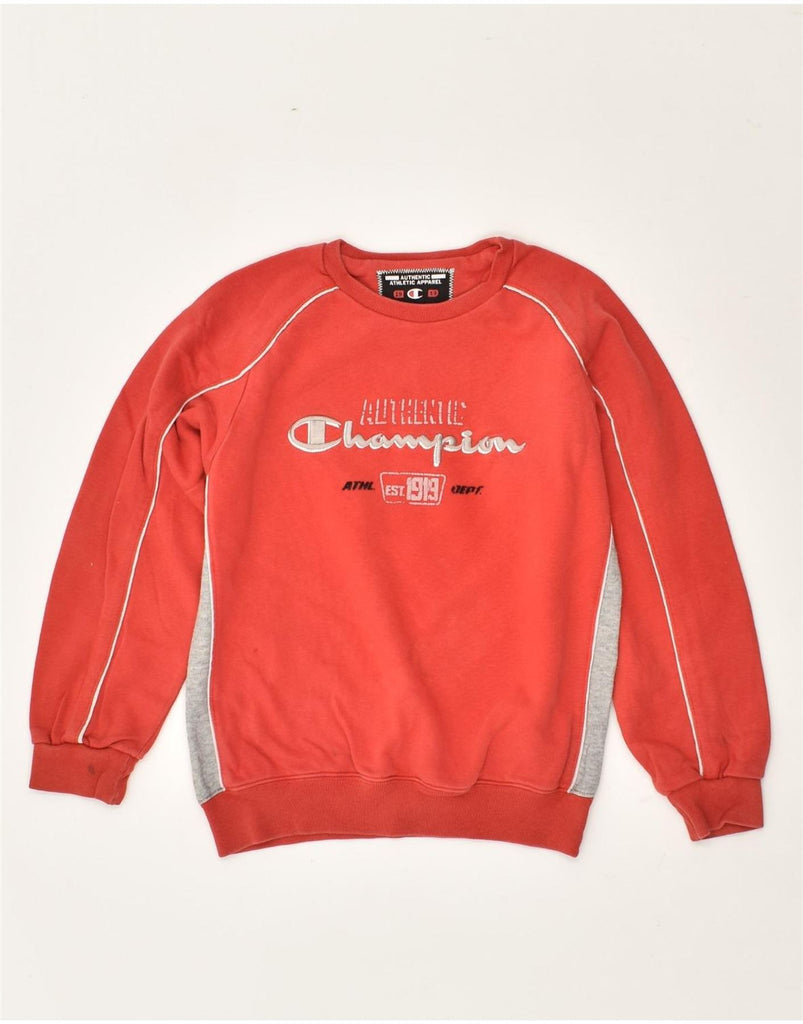 CHAMPION Boys Graphic Sweatshirt Jumper 7-8 Years Small Red Cotton | Vintage Champion | Thrift | Second-Hand Champion | Used Clothing | Messina Hembry 