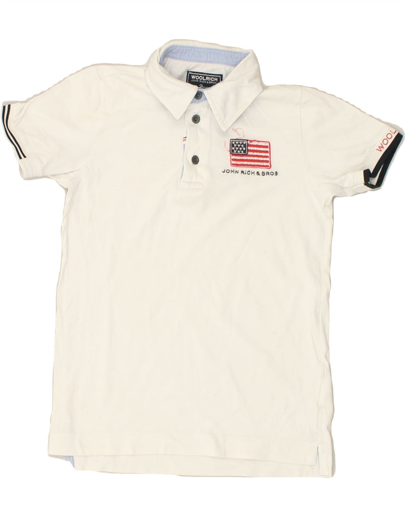 WOOLRICH Boys Polo Shirt 7-8 Years White Cotton | Vintage Woolrich | Thrift | Second-Hand Woolrich | Used Clothing | Messina Hembry 