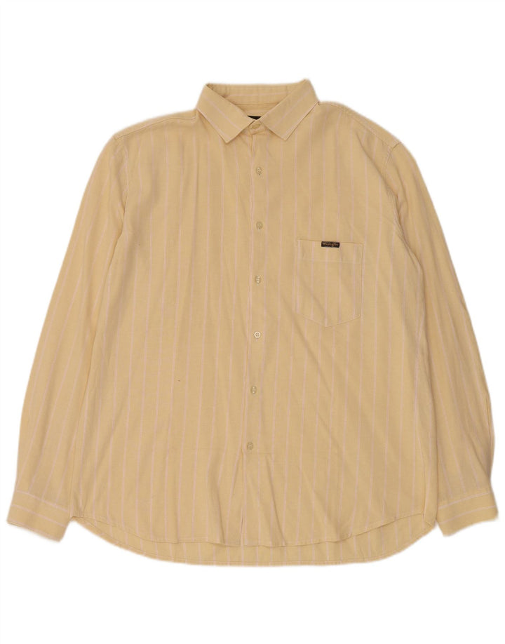 Wrangler Mens Shirt Size 16 Large Yellow Pinstripe