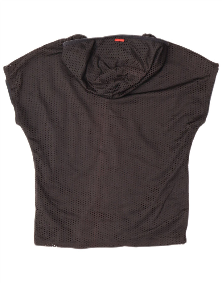 Puma Womens Hooded Short Sleeve Tracksuit Top Jacket UK 10 Small Black