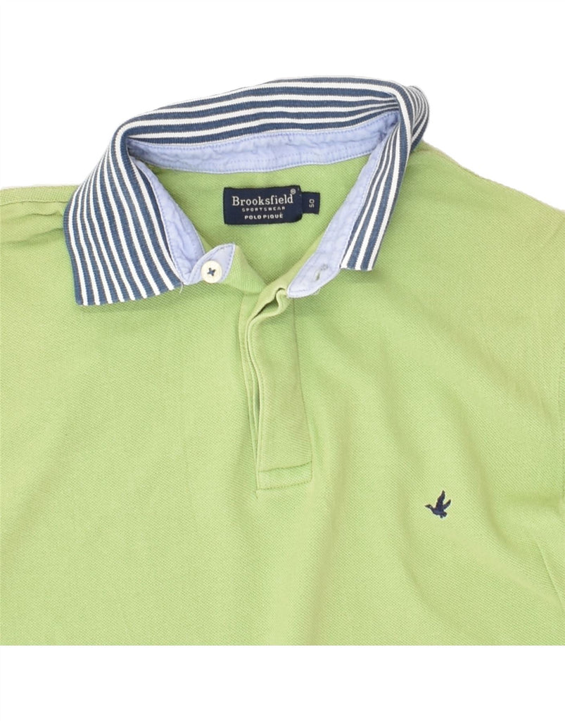 BROOKSFIELD Mens Polo Shirt IT 50 Medium Green Cotton | Vintage Brooksfield | Thrift | Second-Hand Brooksfield | Used Clothing | Messina Hembry 
