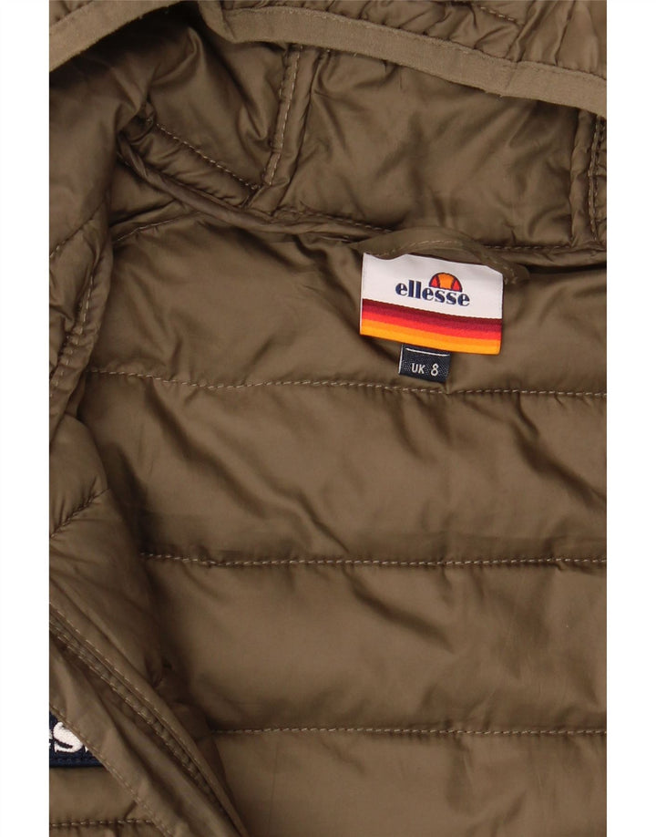 ELLESSE Womens Hooded Padded Jacket UK 8 Small Brown Polyester Vintage Ellesse and Second-Hand Ellesse from Messina Hembry 