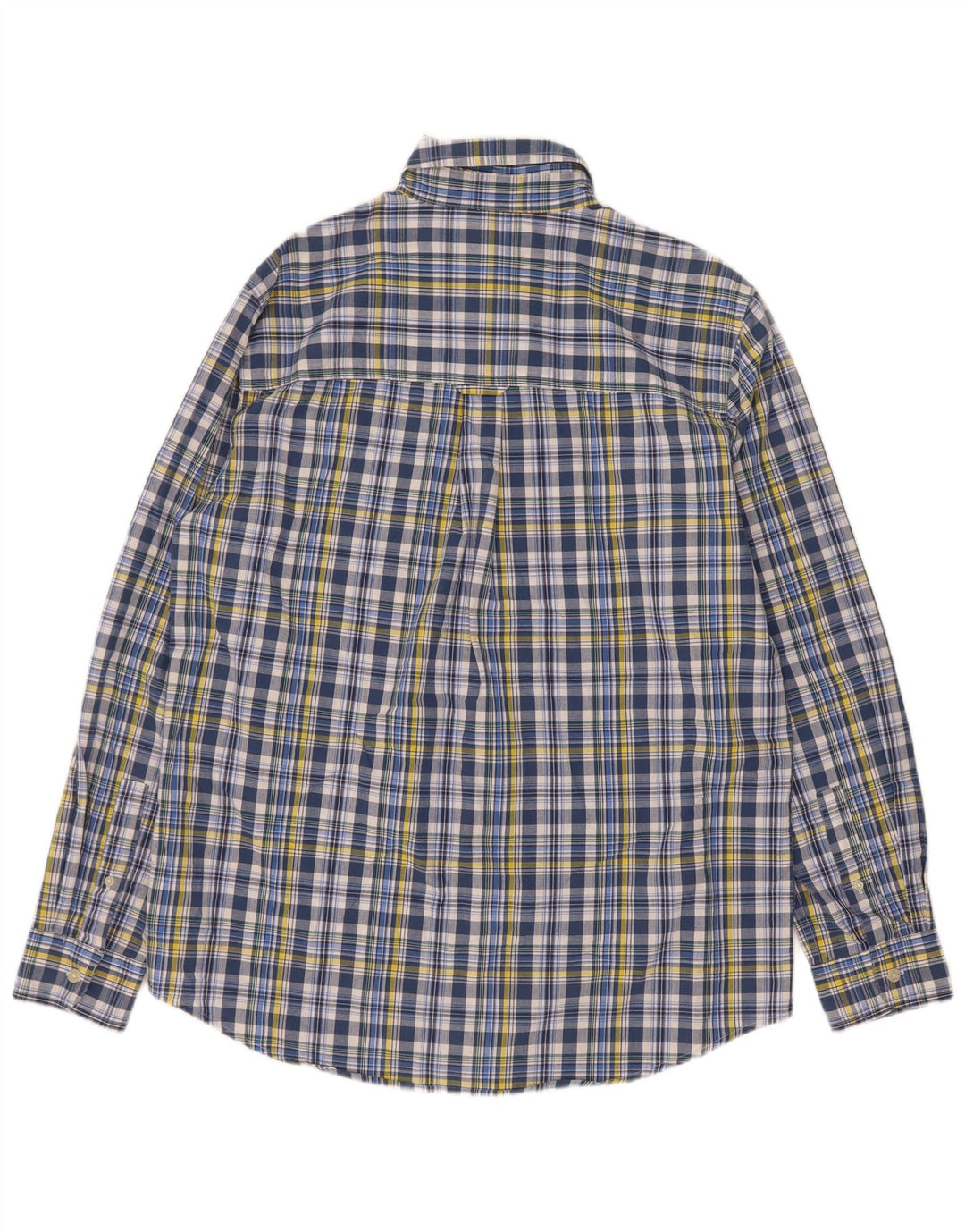 Chaps Mens Easy Care Shirt Medium Blue Check Cotton
