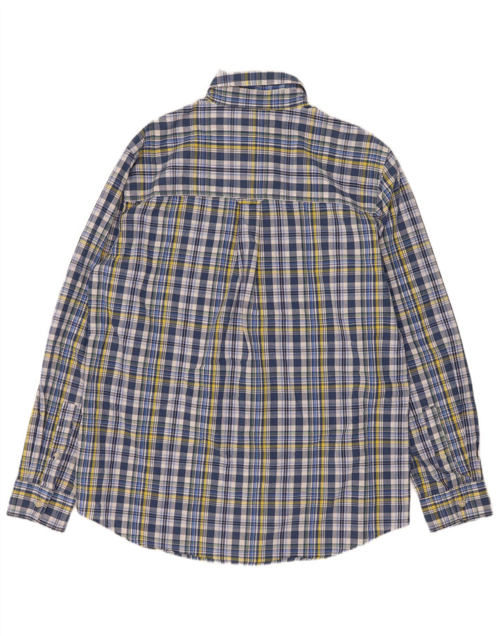 Chaps Mens Easy Care Shirt Medium Blue Check Cotton