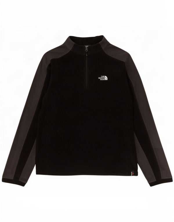 The North Face Mens Zip Neck Fleece Jumper Small Black Colourblock Sports
