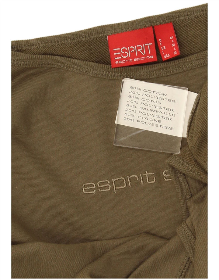 Esprit Womens Crop Graphic Top Long Sleeve UK 14 Medium Green Cotton