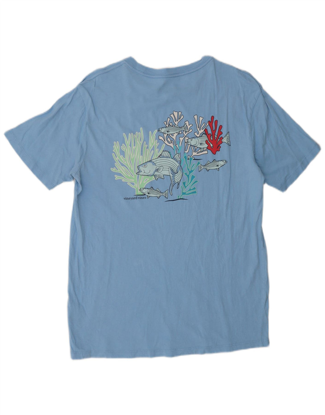 Vineyard Vines Mens Graphic T-Shirt Top Small Blue Cotton Fish
