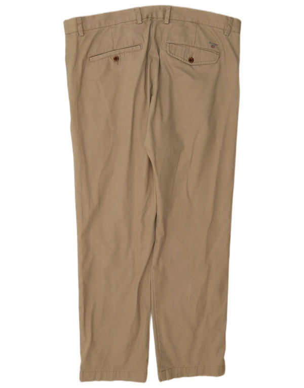 Gant Mens Straight Regular Chino Trousers W40 L32 Beige Cotton