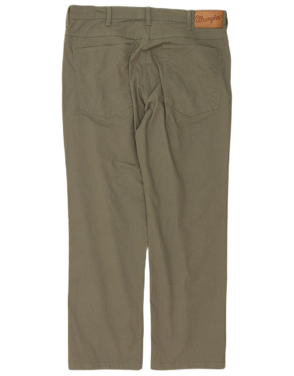 Wrangler Mens Winnie Straight Casual Trousers W35 L28 Khaki Cotton