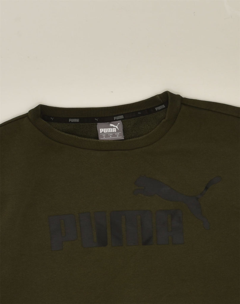 PUMA Mens Graphic Sweatshirt Jumper Medium Green Cotton | Vintage Puma | Thrift | Second-Hand Puma | Used Clothing | Messina Hembry 