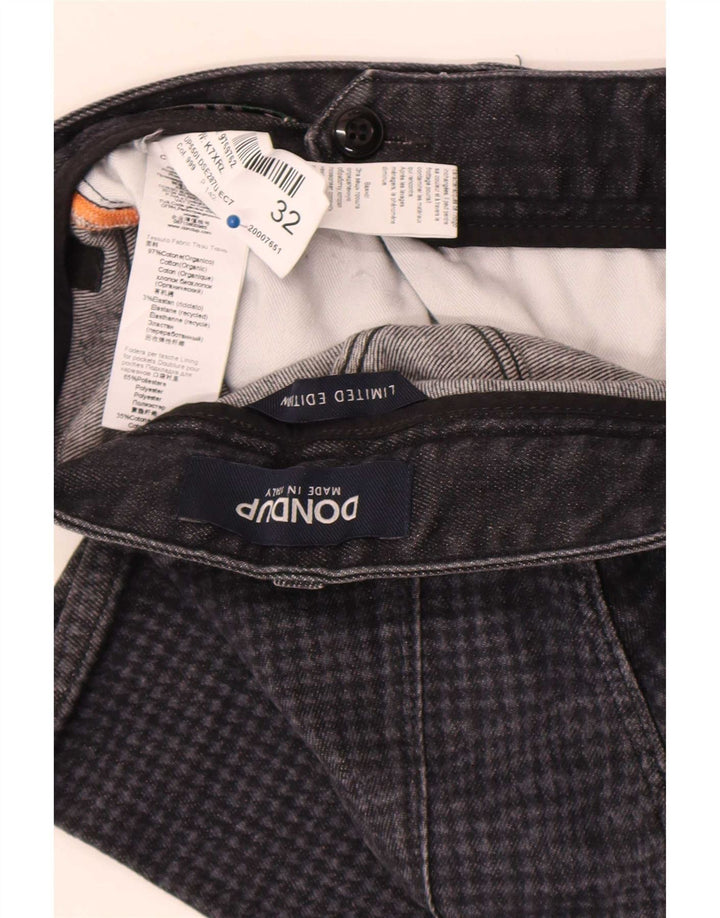 Dondup Mens Slim Jeans W32 L30 Grey Houndstooth Cotton