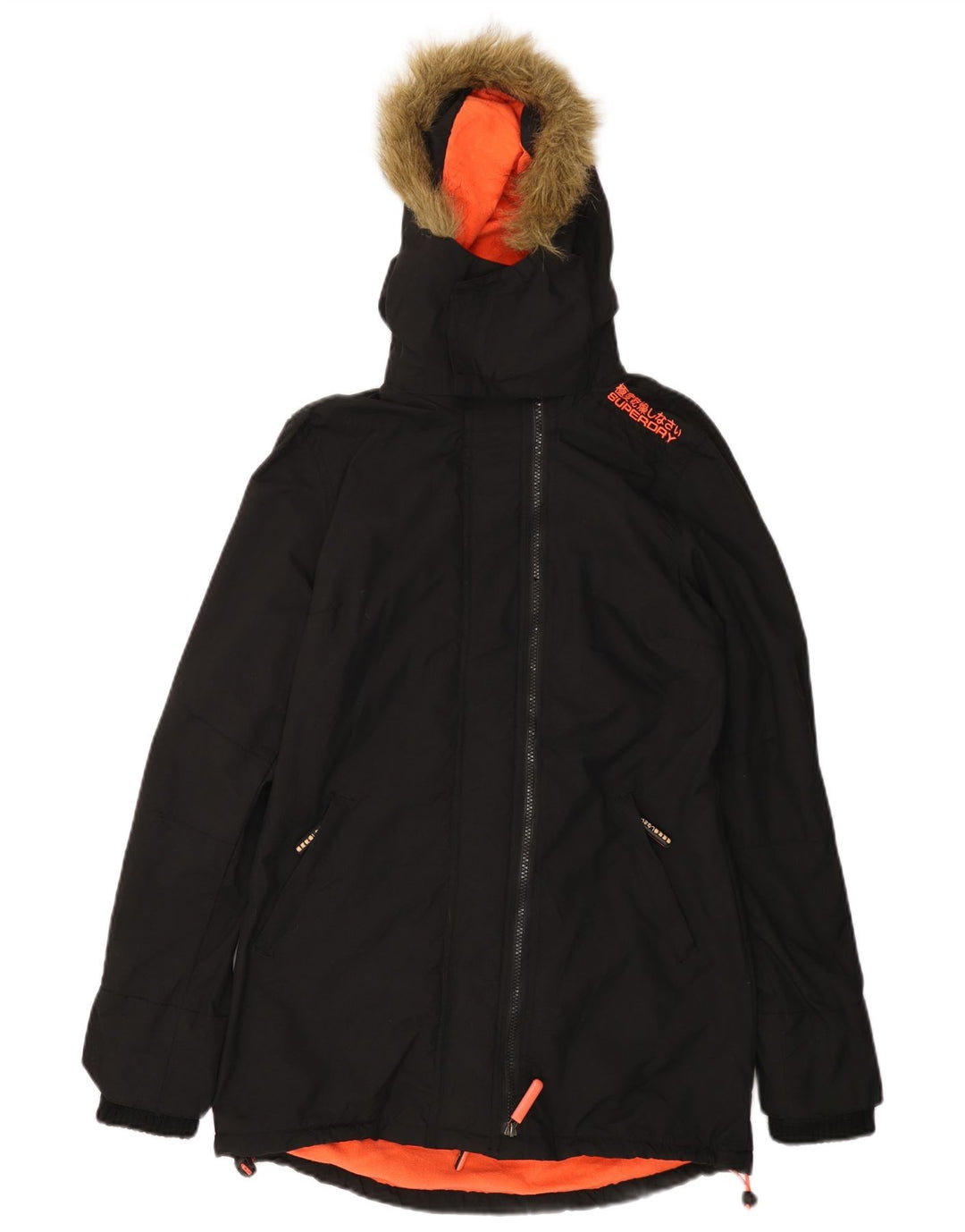 SUPERDRY Mens Hooded Parka Jacket UK 36 Small Black Nylon