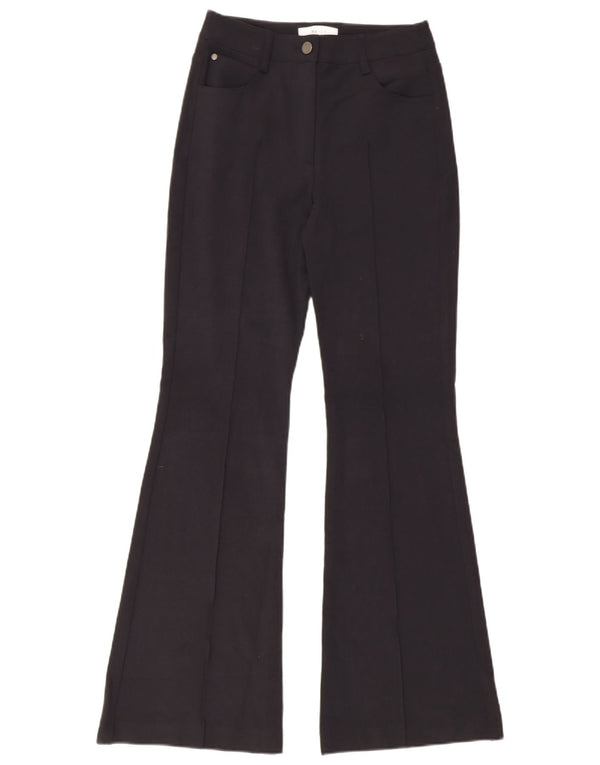 Reiss Womens Flare Casual Trousers UK 8 Small W26 L32 Navy Blue Polyester