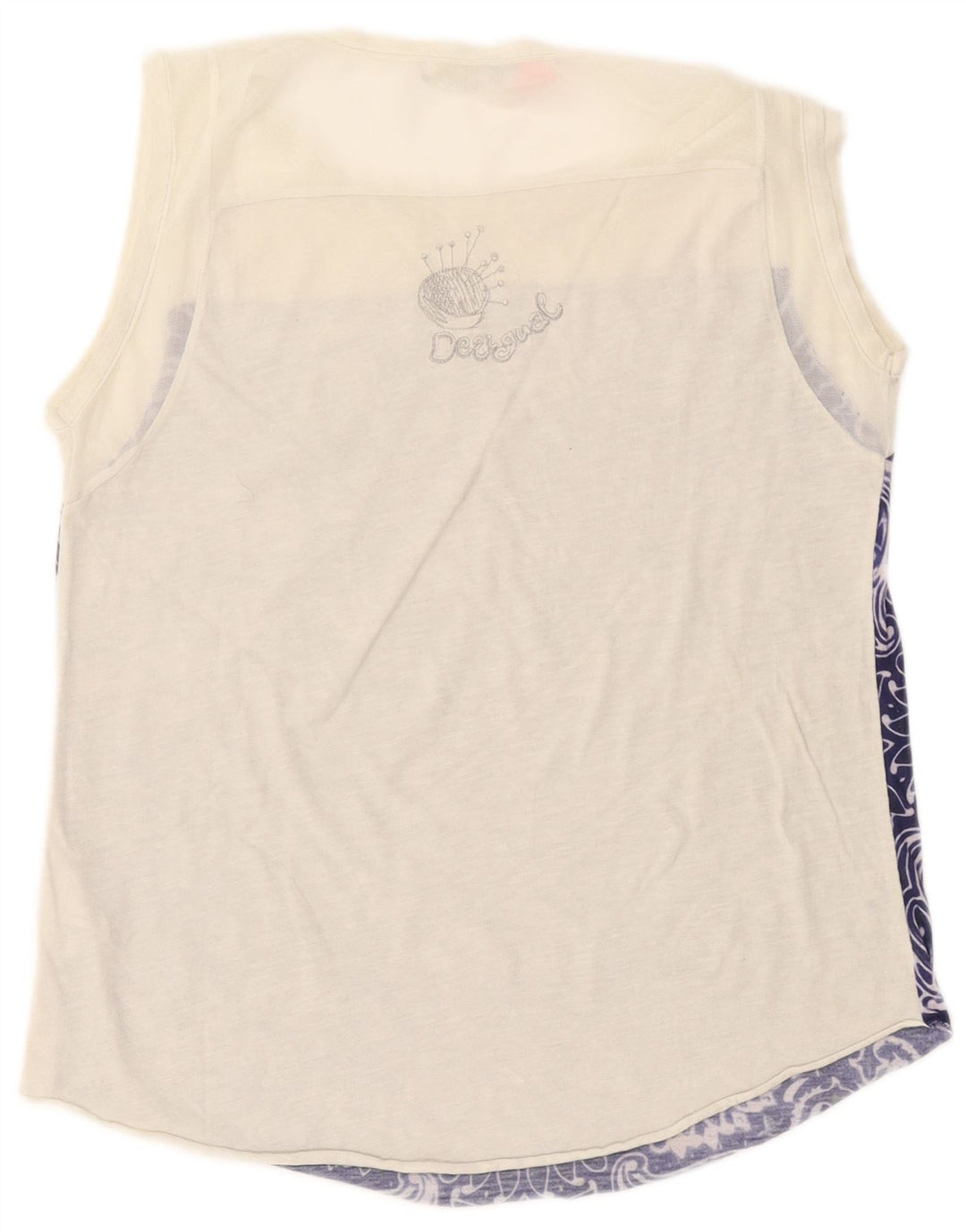 Desigual Womens Graphic Vest Top UK 14 Large White Paisley Polyester