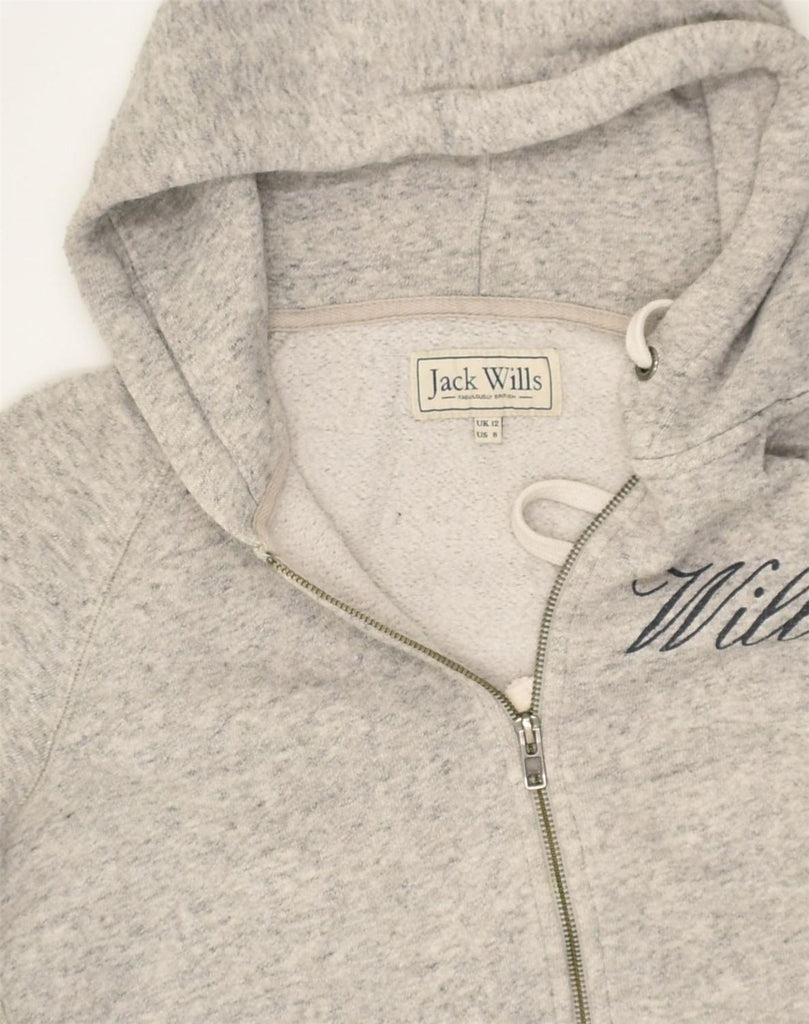 JACK WILLS Womens Zip Hoodie Sweater UK 12 Medium Grey Cotton | Vintage Jack Wills | Thrift | Second-Hand Jack Wills | Used Clothing | Messina Hembry 