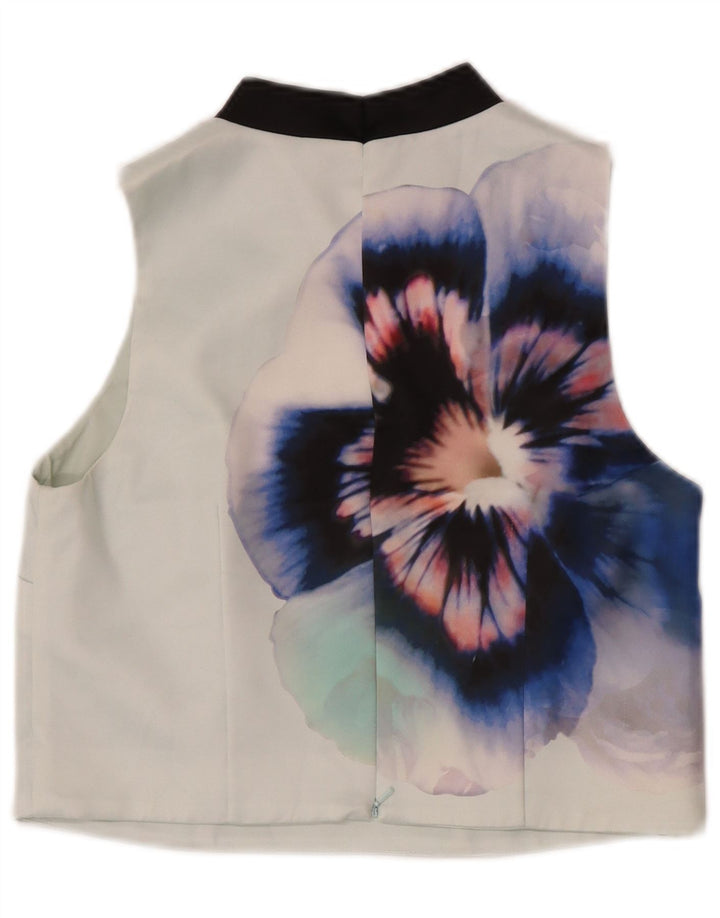 Coast Womens Crop Sleeveless Blouse Top UK 12 Medium Green Floral Polyester