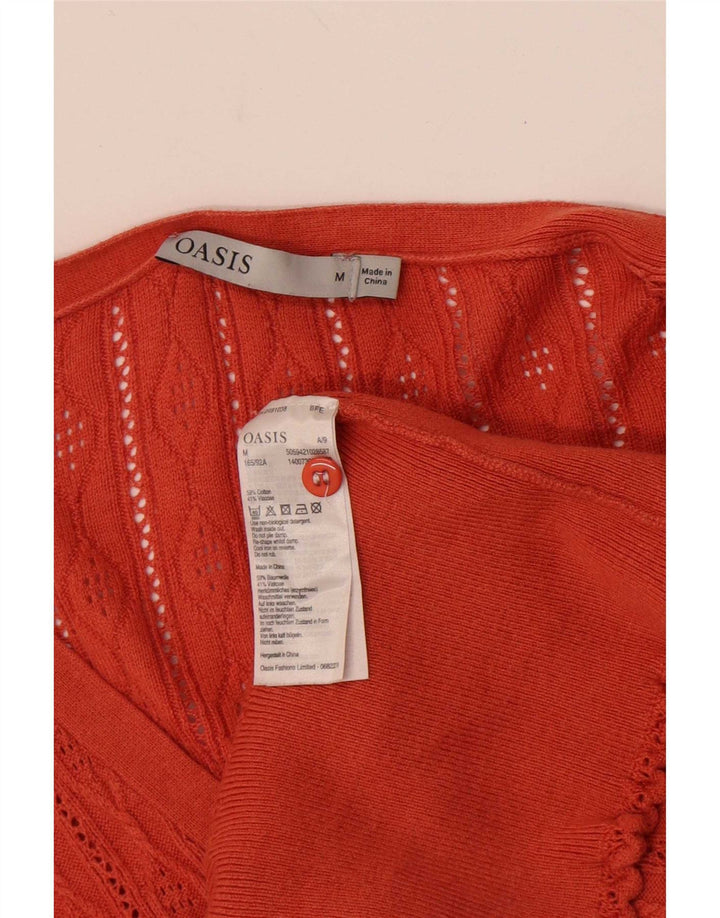 Oasis Womens Oversized Cardigan Sweater UK 14 Medium Orange Cotton
