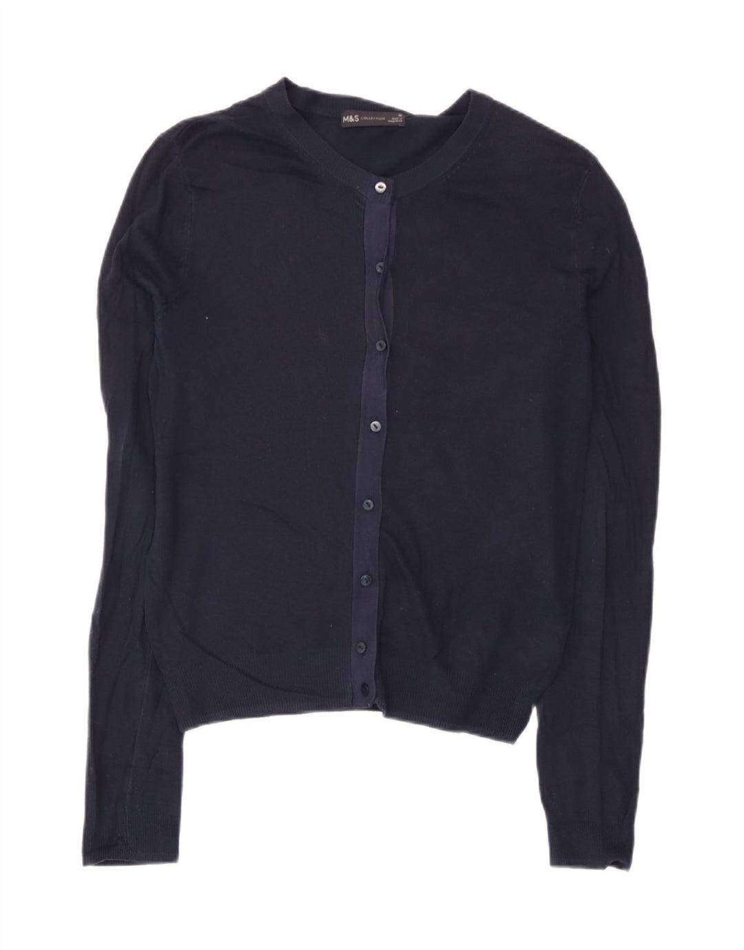 Marks & Spencer Womens Cardigan Sweater UK 10 Small Navy Blue Viscose