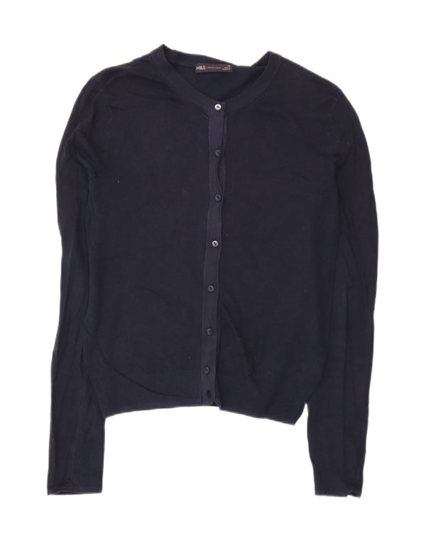 Marks & Spencer Womens Cardigan Sweater UK 10 Small Navy Blue Viscose