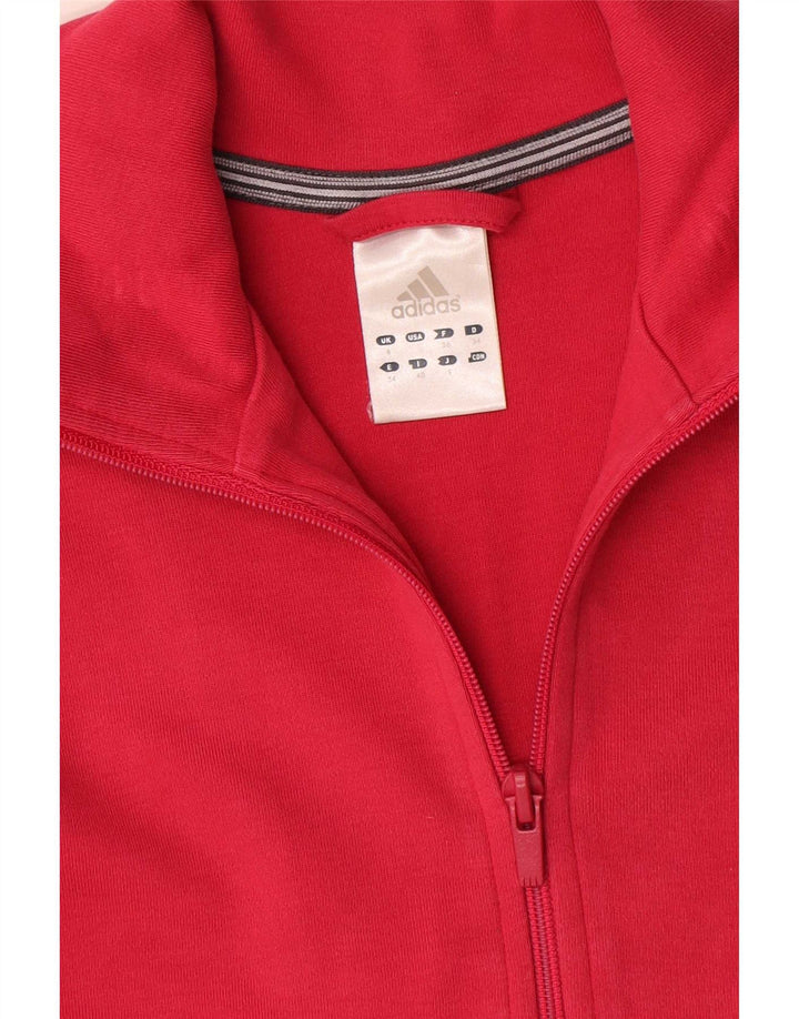 Adidas Womens Tracksuit Top Jacket UK 8 Small  Red Cotton