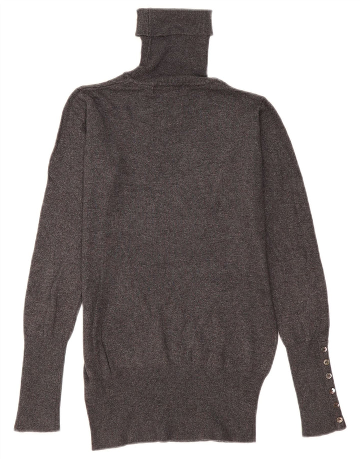 Zara Womens Roll Neck Jumper Sweater UK 10 Small Grey Rayon