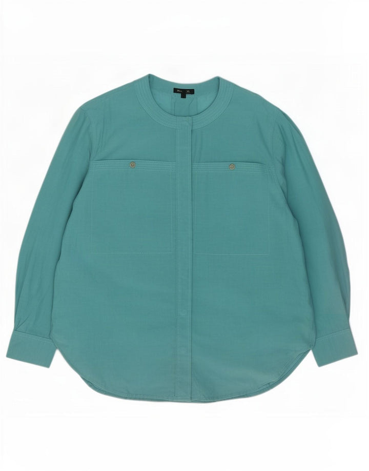 Massimo Dutti Womens Oversized Shirt Blouse EU 40 Medium Turquoise Cotton