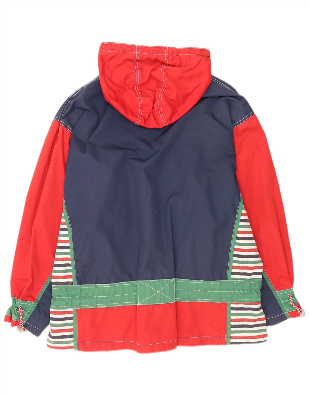 Vintage Womens Hooded Oversized Windbreaker Jacket EU 46 XL Red Colourblock