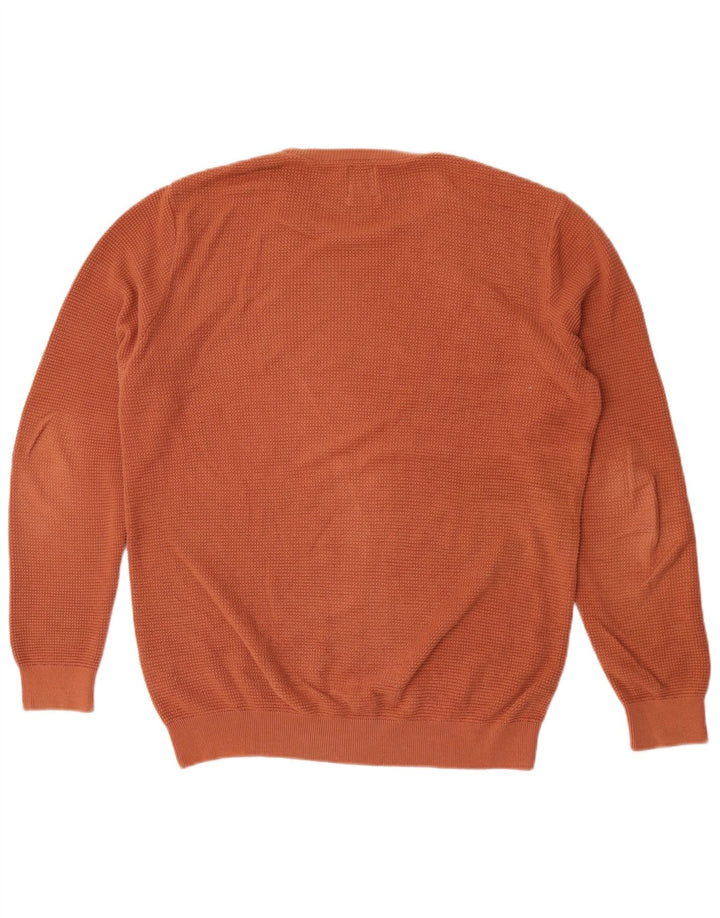Zara Mens Crew Neck Jumper Sweater Medium Orange Cotton