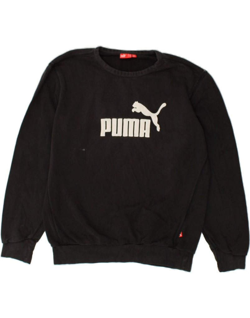 PUMA Mens Graphic Sweatshirt Jumper Large Black Polyester | Vintage Puma | Thrift | Second-Hand Puma | Used Clothing | Messina Hembry 