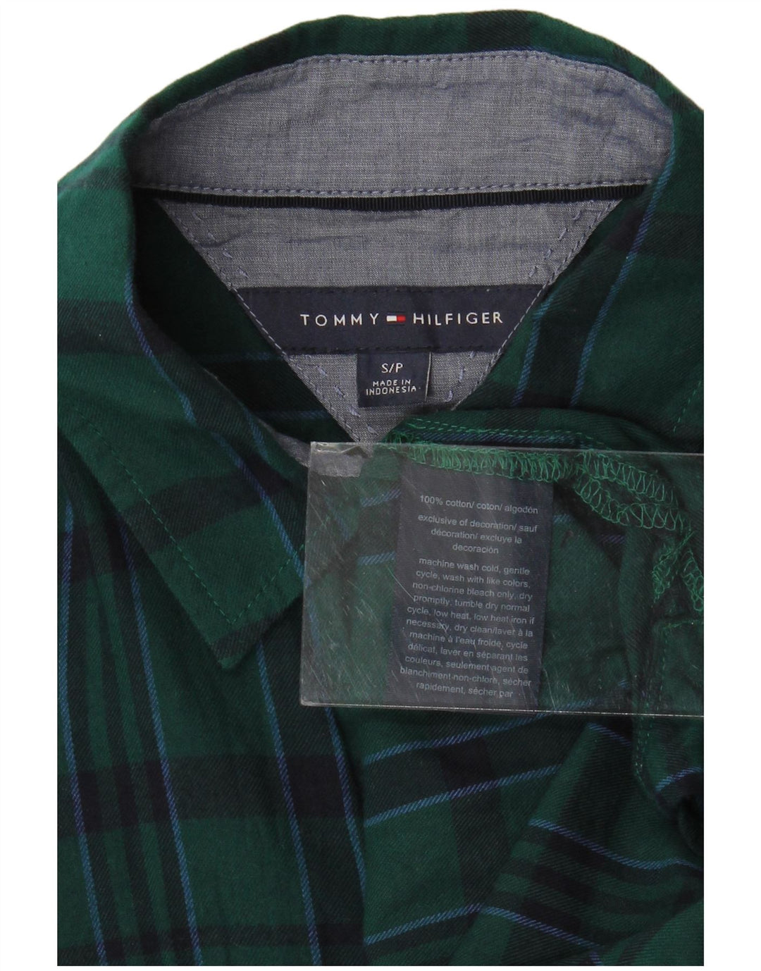 TOMMY HILFIGER Womens Oversized Flannel Shirt UK 10 Small Green Check