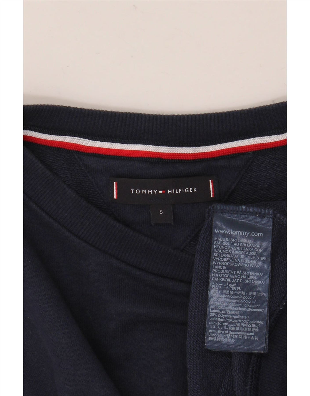 TOMMY HILFIGER Mens Graphic Sweatshirt Jumper Small Navy Blue Cotton