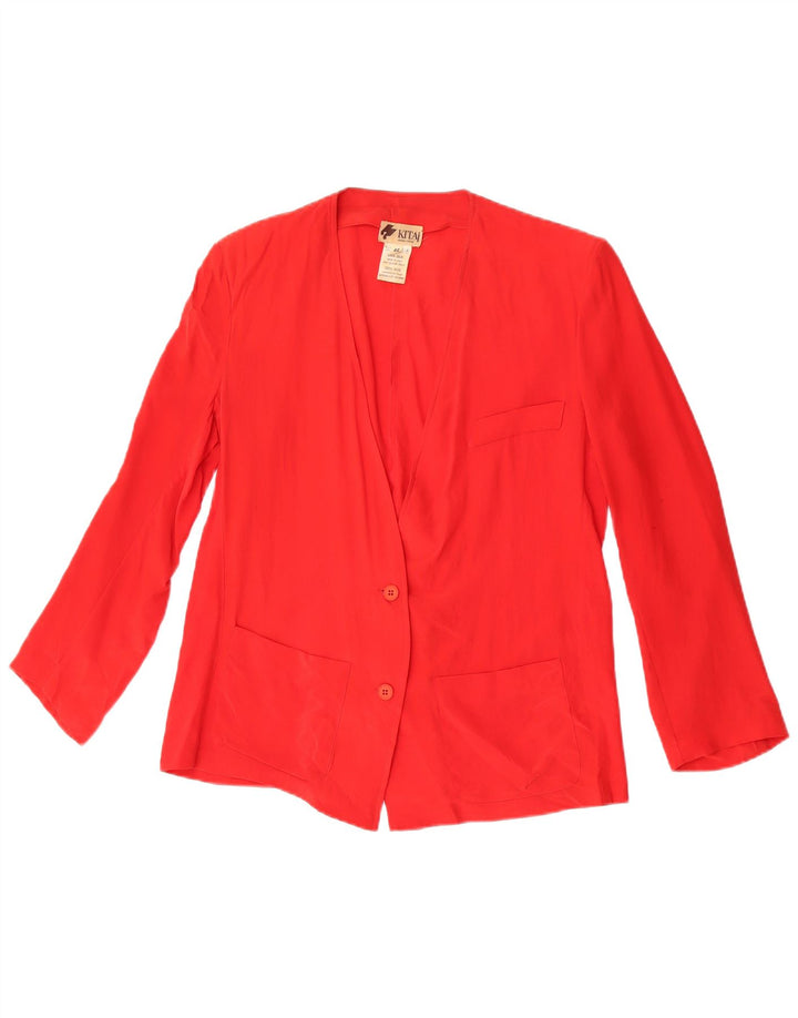 Vintage Womens 2 Button Blazer Jacket IT 46 Large Red Silk