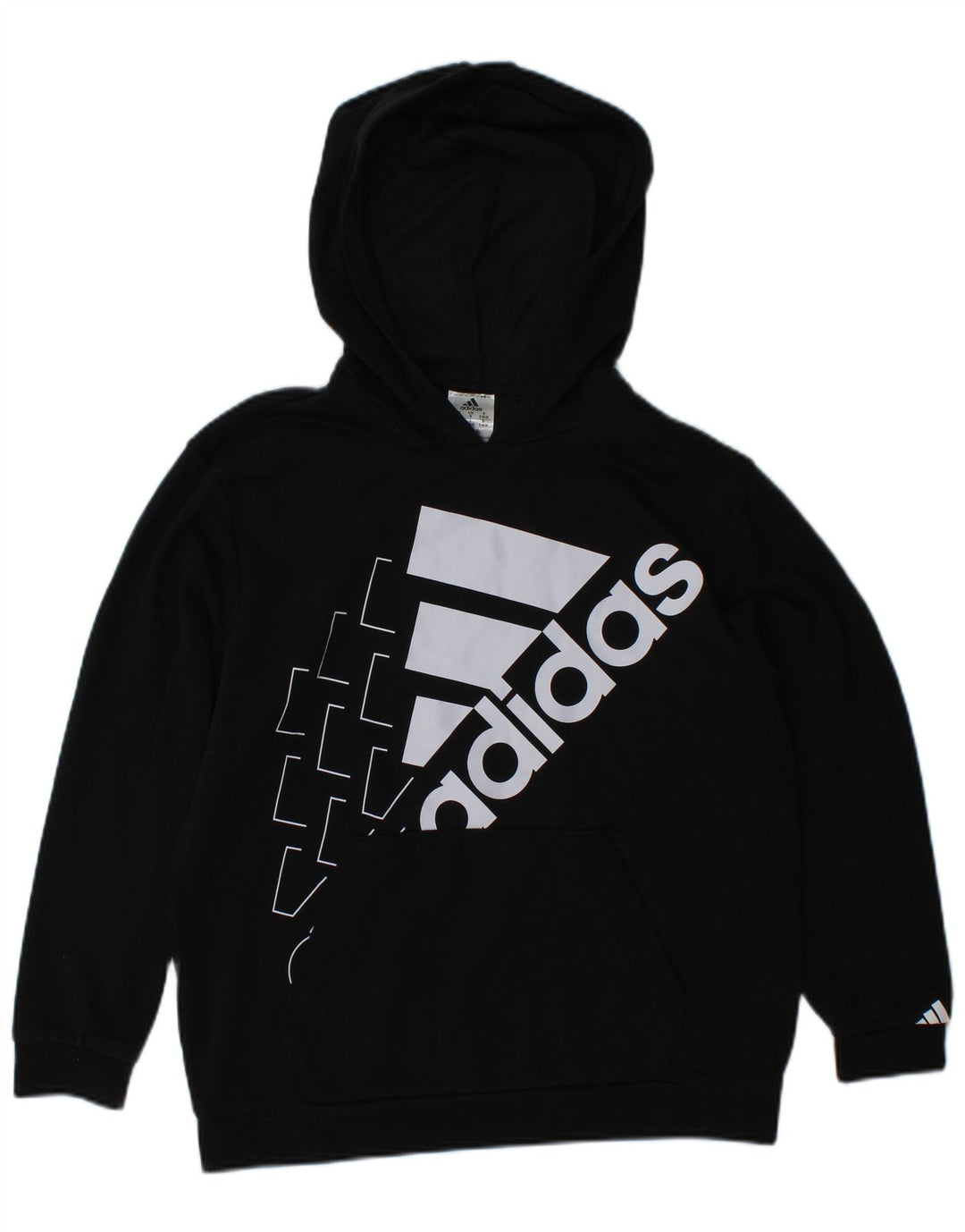 ADIDAS Womens Graphic Hoodie Jumper UK 8/10 Small Black Cotton