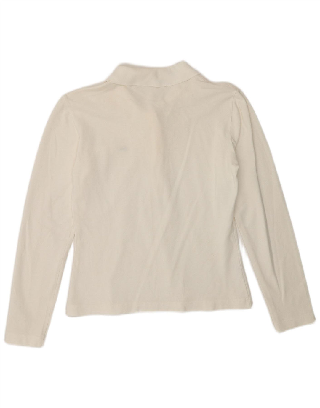Lacoste Womens Long Sleeve Polo Shirt Size 40 Medium White Cotton