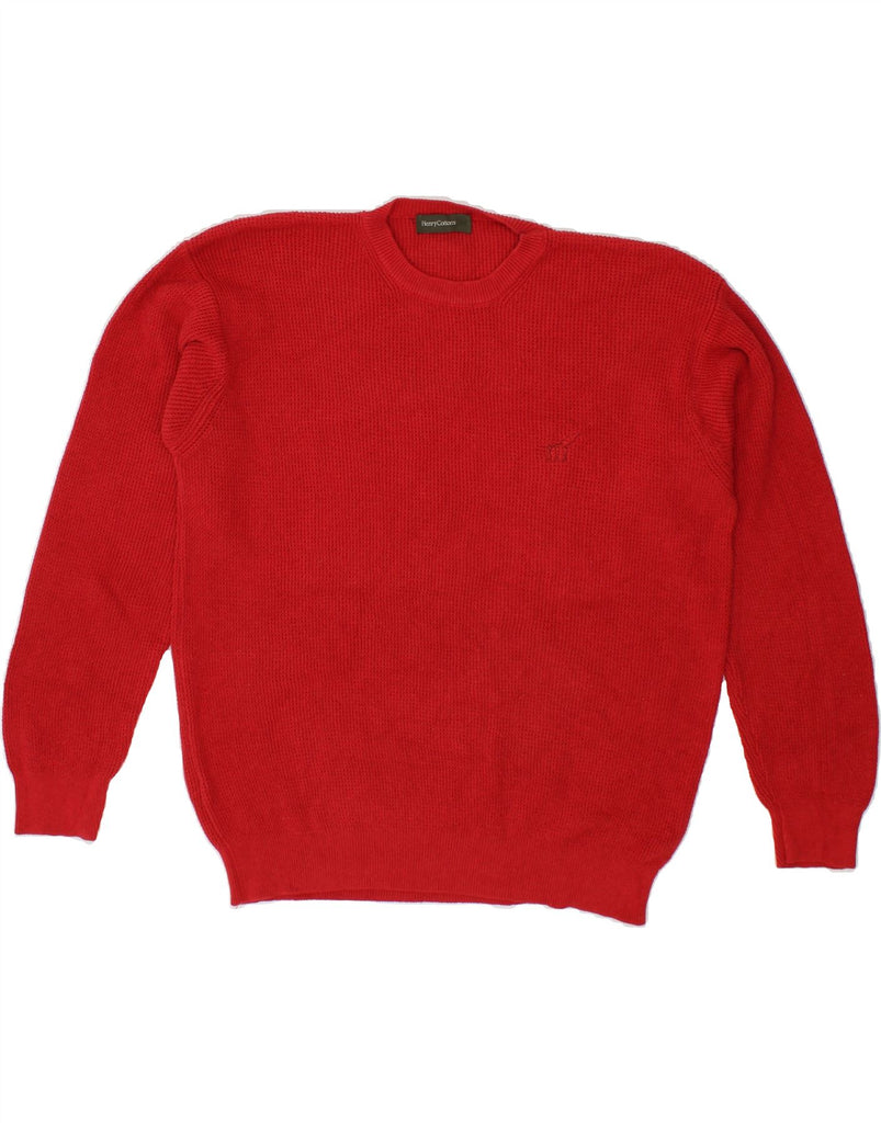 HENRY COTTONS Womens Crew Neck Jumper Sweater UK 16 Large Red Cotton Vintage Henry Cottons and Second-Hand Henry Cottons from Messina Hembry 