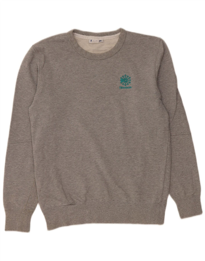 REEBOK Womens Oversized Sweatshirt Jumper UK 10 Small Grey Cotton