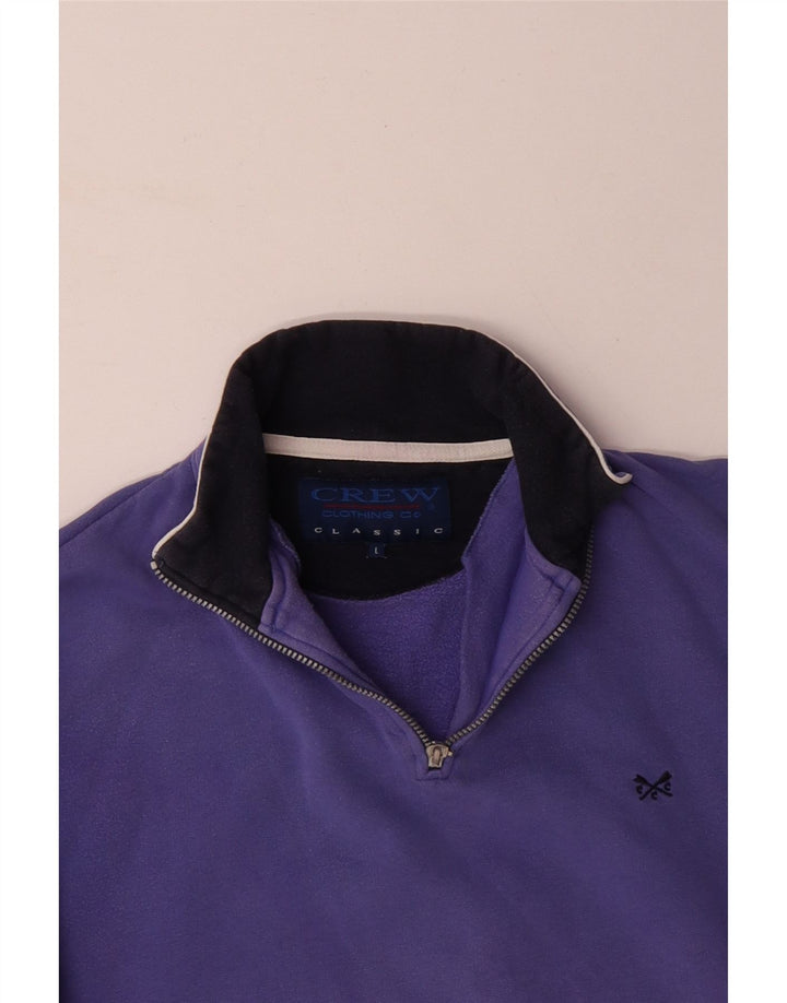 CREW CLOTHING Mens Zip Neck Sweatshirt Jumper Large Purple Cotton
