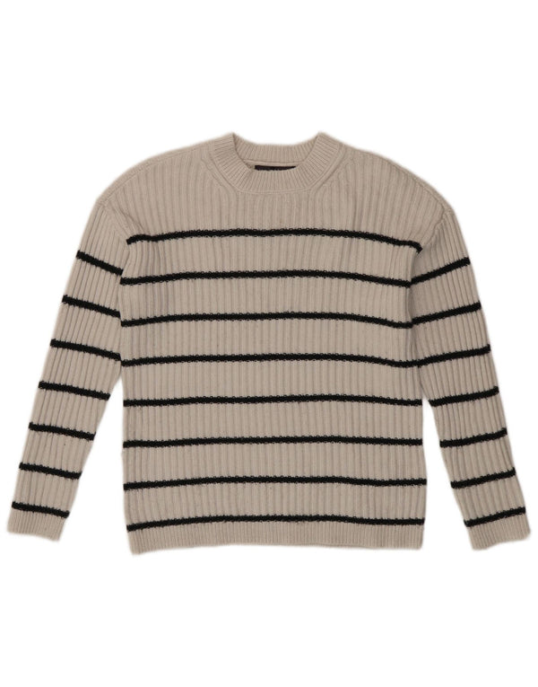 Marks & Spencer Womens Crew Neck Jumper Sweater UK 6 XS White Striped