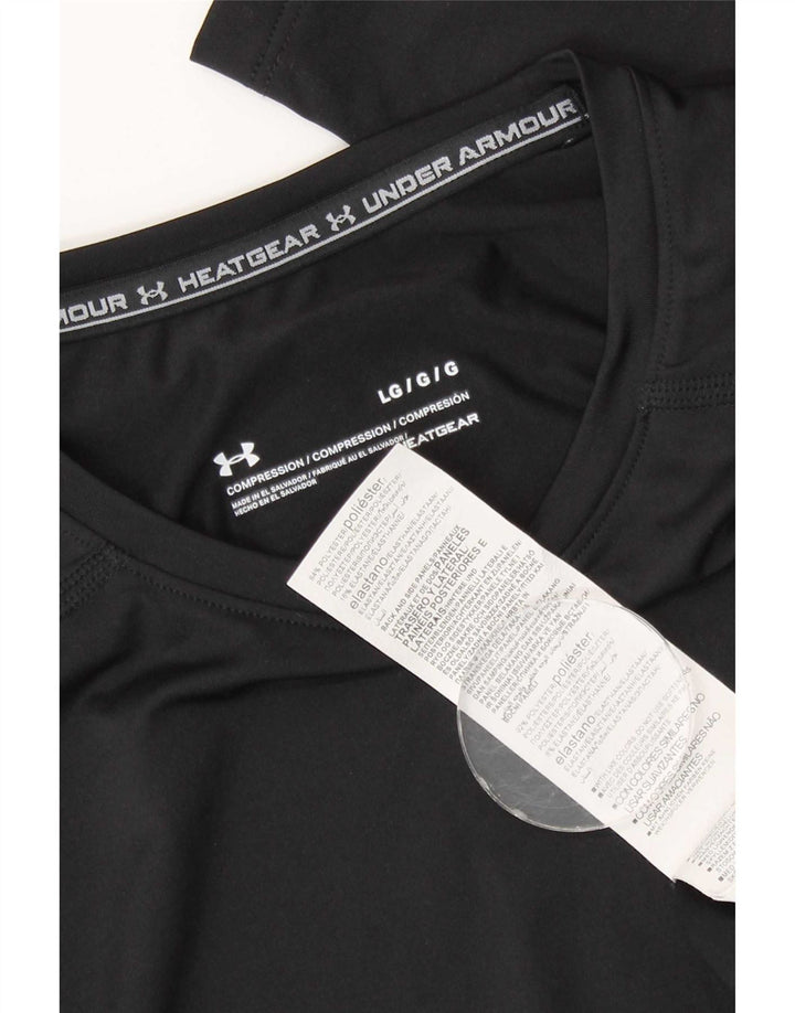 Under Armour Mens Heat Gear Top Long Sleeve Large Black Polyester