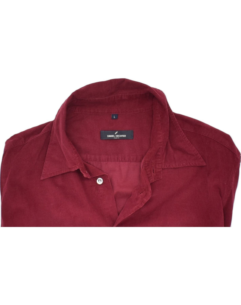 DANIEL HECHTER Mens Corduroy Shirt Large Maroon Cotton | Vintage | Thrift | Second-Hand | Used Clothing | Messina Hembry 