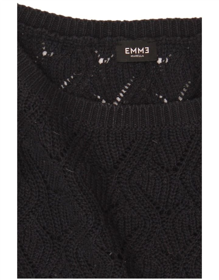 Emme Womens Boat Neck Jumper Sweater UK 14 Medium Black
