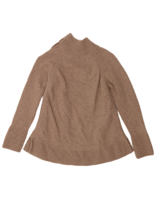 Crew Clothing Womens Button Neck Jumper Sweater UK 10 Small Beige Lambswool