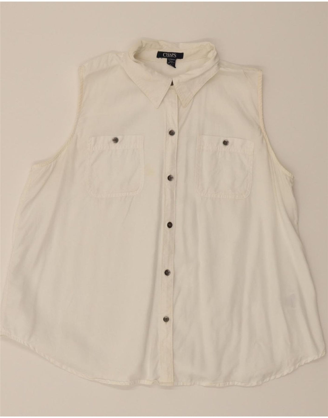 CHAPS Womens Sleeveless Shirt UK 18 XL White Lyocell Vintage Chaps and Second-Hand Chaps from Messina Hembry 