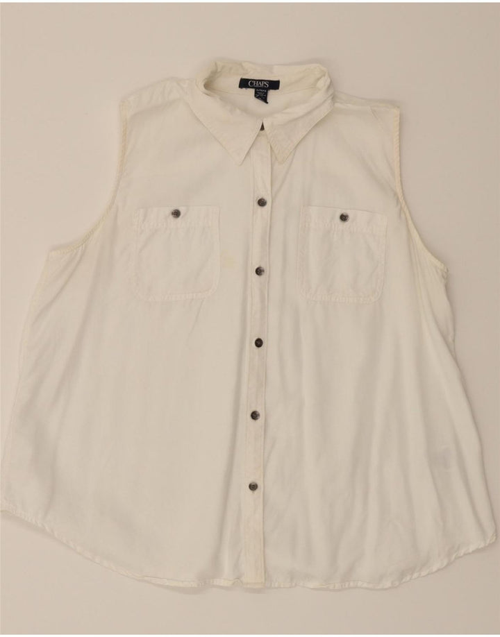 CHAPS Womens Sleeveless Shirt UK 18 XL White Lyocell Vintage Chaps and Second-Hand Chaps from Messina Hembry 