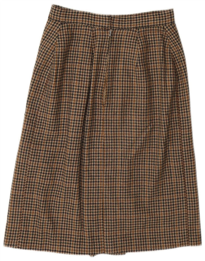 Vintage Womens A-Line Skirt W26 Small Brown Houndstooth